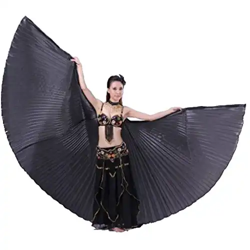 Pilot-trade clothing trade co.,Ltd Wuchieal Women s Professional Belly Dance Costume Angle Isis Wings No Stick Black