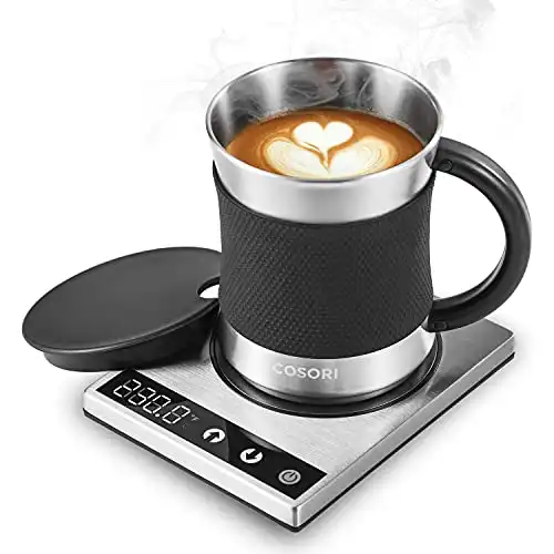 COSORI Coffee Mug Warmer & Mug Set for Desk, Cup Heater, Office & Christmas Gifts, 1 F Precise Temperature Control, Touch Tech & LCD Digital Display (77-194 ), 304 Stainless Steel, Silver/...