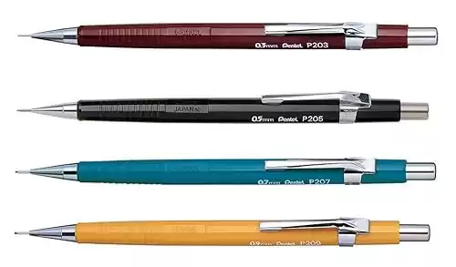Pentel P200 Series Auto Mechanical Pencil Set of 4-0.3/0.5/0.7/0.9mm