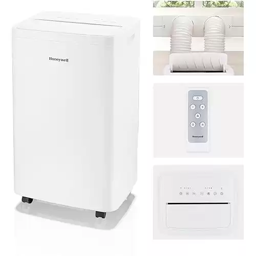 Honeywell 14,500 BTU / 101 Pint Portable Air Conditioner and Dehumidifier, Cools Rooms Up to 700 Sq. Ft., (White)