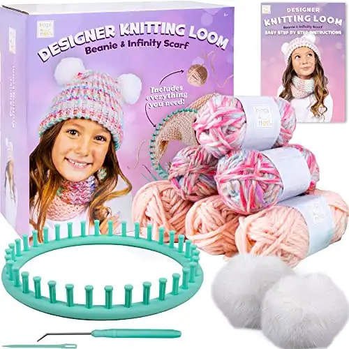Hapinest Learn to Knit Hat & Scarf Knitting Loom Kit for Kids Ages 8-12, Round Knitting Loom Set for Beginners, Crochet Loom Kit Loom Knitting Kit Crafts for Kids Girls 8 9 10 11 12 Years Old &...