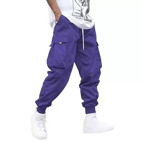 ZAFUL Men's Streetwear Cargo Pants with Flap Pockets & Drawstring Elastic Waist - Casual & Techwear Joggers