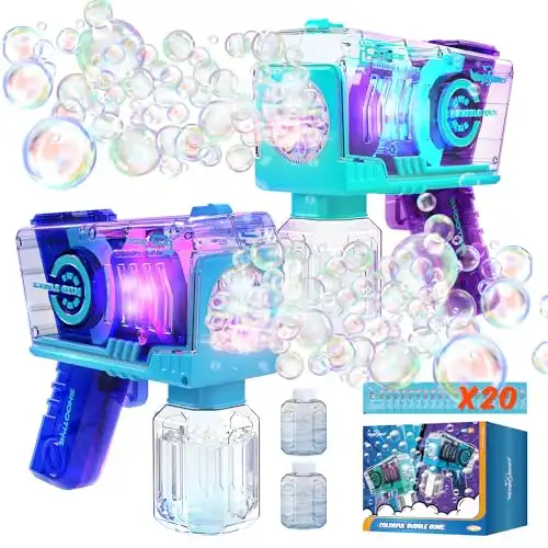 Eaglestone Bubble Gun for Kids 2 Packs, Automatic Bubble Machine, 10-Hole Bubbles Wands Blaster for Toddlers with LED Lights & Solution,Bubble Party Favor, Outdoor Game Toys for Boys & Girls A...