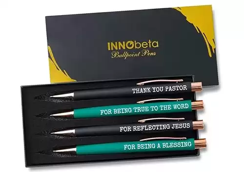InnoBeta Pastor Appreciation Gifts for Men, Ballpoint Pen Set of 4, Pastor Gifts for Birthday, Pastor Day, Clergy Appreciation Day, Christmas