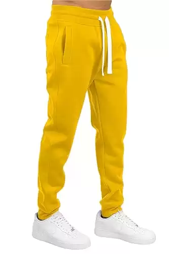 Bleecker and Mercer Men's Soft Brushed Inside Active Basic Lightweight Fleece Jogger Sweatpants