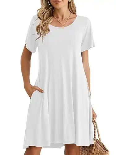 BELAROI Womens Summer Casual T Shirt Dress Loose Swing Tunic Dress Short Sleeve Sundress with Pockets