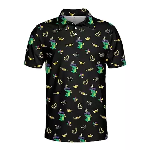 Funny Golf Shirts for Men Dry Fit, Tropical Hawaiian Golf Polo Shirt, Mens Golf Polos Golfing