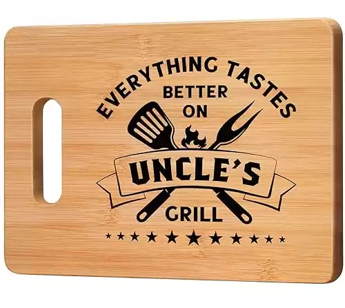 Unique Uncle Gifts from Niece Nephew - 11x8.5 Inch Bamboo Cutting Board - Cool Fathers Day Birthday Christmas Gifts for Uncle