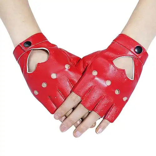 gootrades Punk Fingerless Dance Glove For Women, Jazz Style Glove, PU Leather