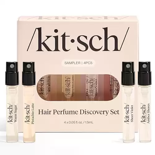 Kitsch Hair Perfume For Women (Discovery Set) - Pistachio Latte, Warm Sugar, Sheer Violet & Amber Waves - Patented Odor-Eliminating Technology, Body Mist - Freshen Hair, Body & Pillows - 4x1.5...