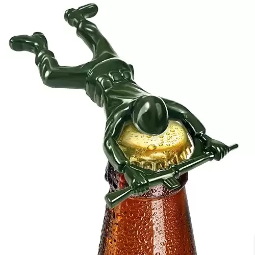 Carnaval Green Army Man Bottle Opener - Funny Bartender Compatible, Metal Mini Soldier Design