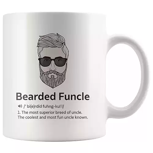 Panvola Bearded Funcle Definition Mug Uncle Gifts From Niece Nephew Brother Sister Father's Day Funny Bearded Uncle Ceramic Coffee Cup 11 oz White