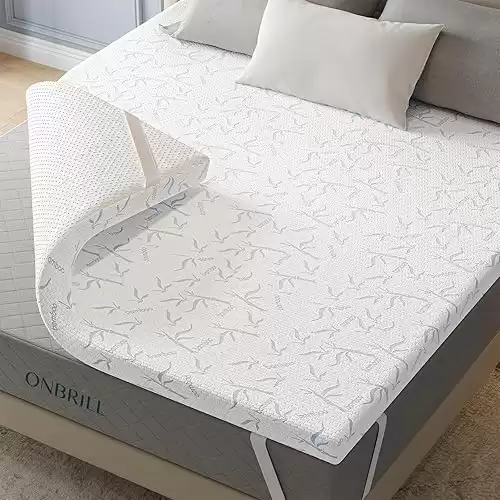 2 Inch Memory Foam Mattress Topper Twin XL, Bamboo Charcoal Dual Layer Foam Bed Topper in a Box, Removable Knit Cover with Non-Slip Design, Pressure Relief, CertiPUR-US Certified