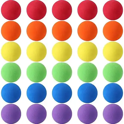 30 Pcs Colourful Mini Soft Foam Balls Assorted Lightweight Mini Play Balls Sponge Balls for Crafts Birthday Party Favors Bag Gifts Fillers Carnival Prizes Gift for Classroom (Colourful)