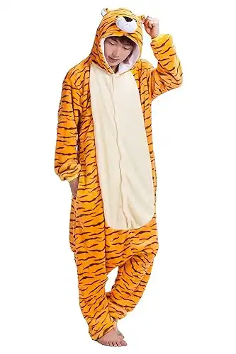 JJEUWE Adult Tiger Suit Pajamas Kigurumi Hoodie Jumpsuit Playsuit