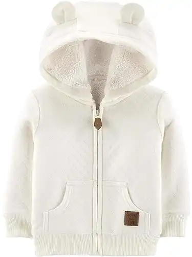 Simple Joys by Carter's Baby Hooded Sweater Jacket with Sherpa Lining, Oatmeal, 18 Months