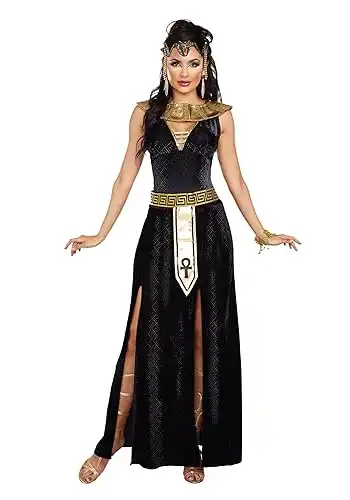 Dreamgirl Adult Cleopatra Costume for Women, Egyptian Goddess, Exquisite Cleopatra Halloween Costume, Black/Gold