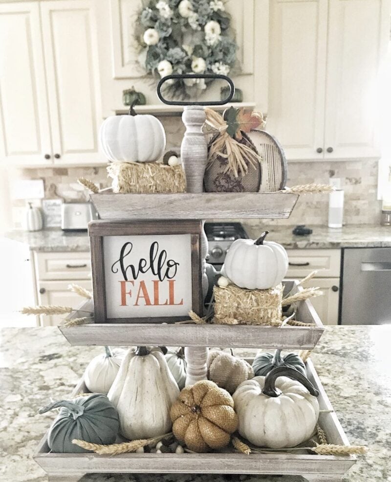 30 Cozy & Charming Fall Tiered Tray Decor Ideas To Inspire - The ...