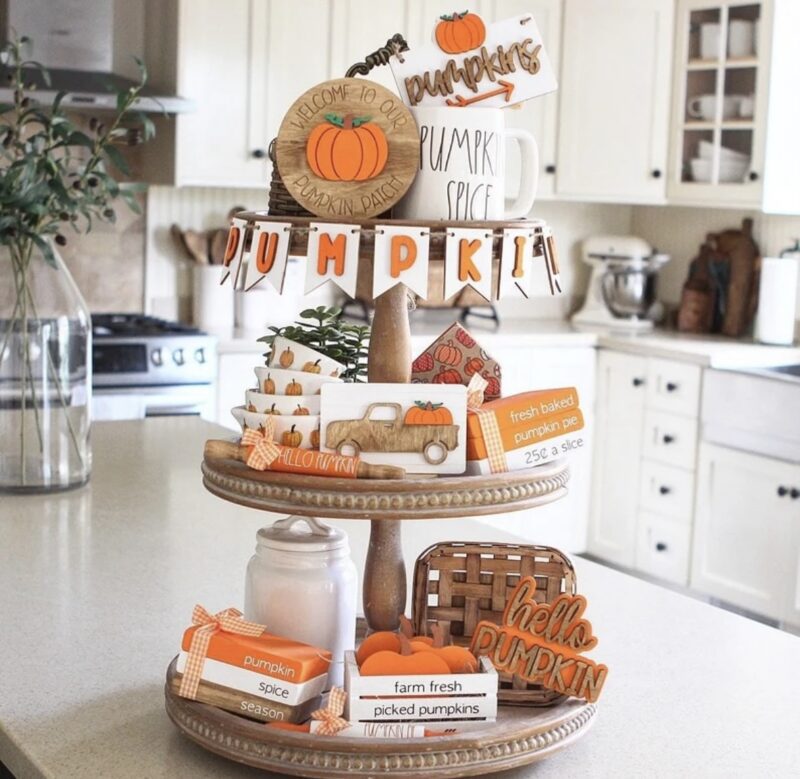30 Cozy & Charming Fall Tiered Tray Decor Ideas To Inspire - The ...