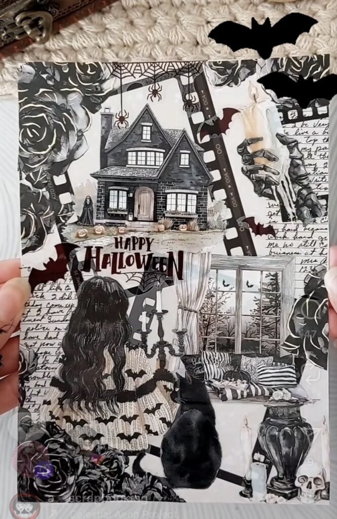 Dark Gothic page with cathedral arch motif, parchment layers, and metal embellishments