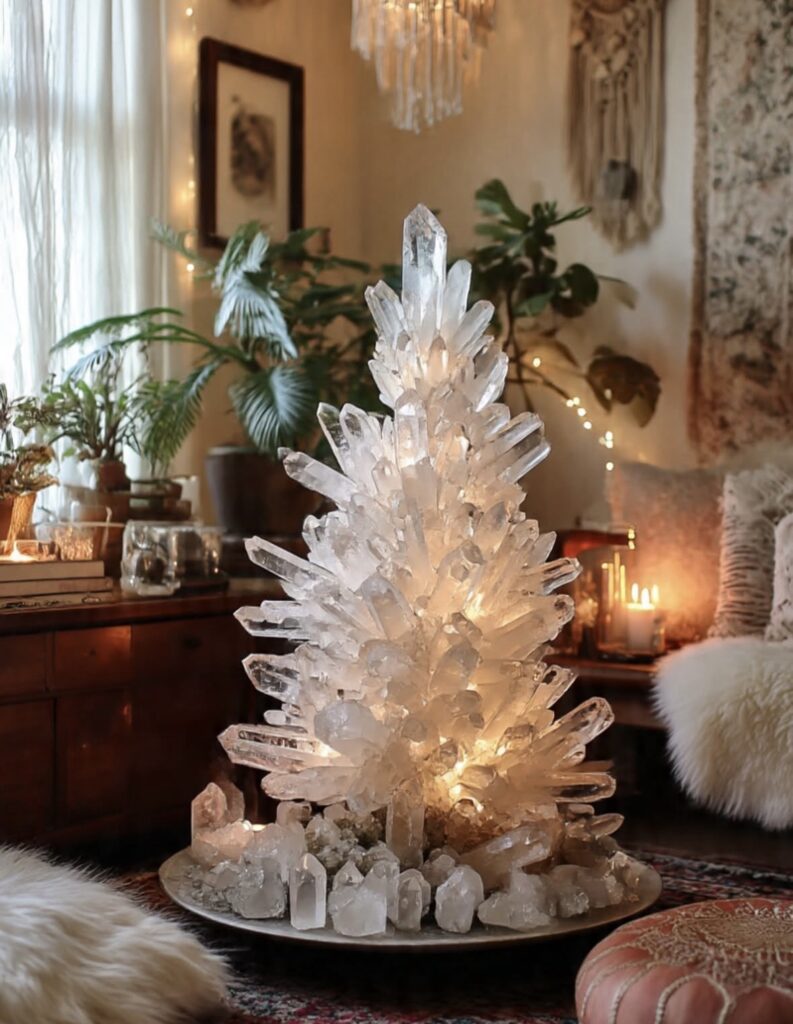 Alternative tree idea for Christmas with natural materials and cozy seasonal decorations