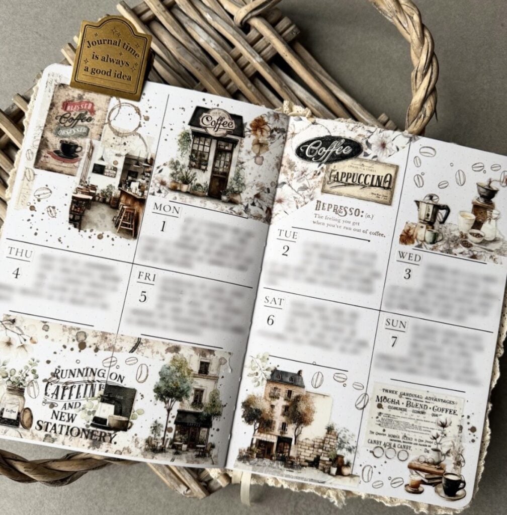 ozy December planner spread with winter decorations and creative weekly planning layout.