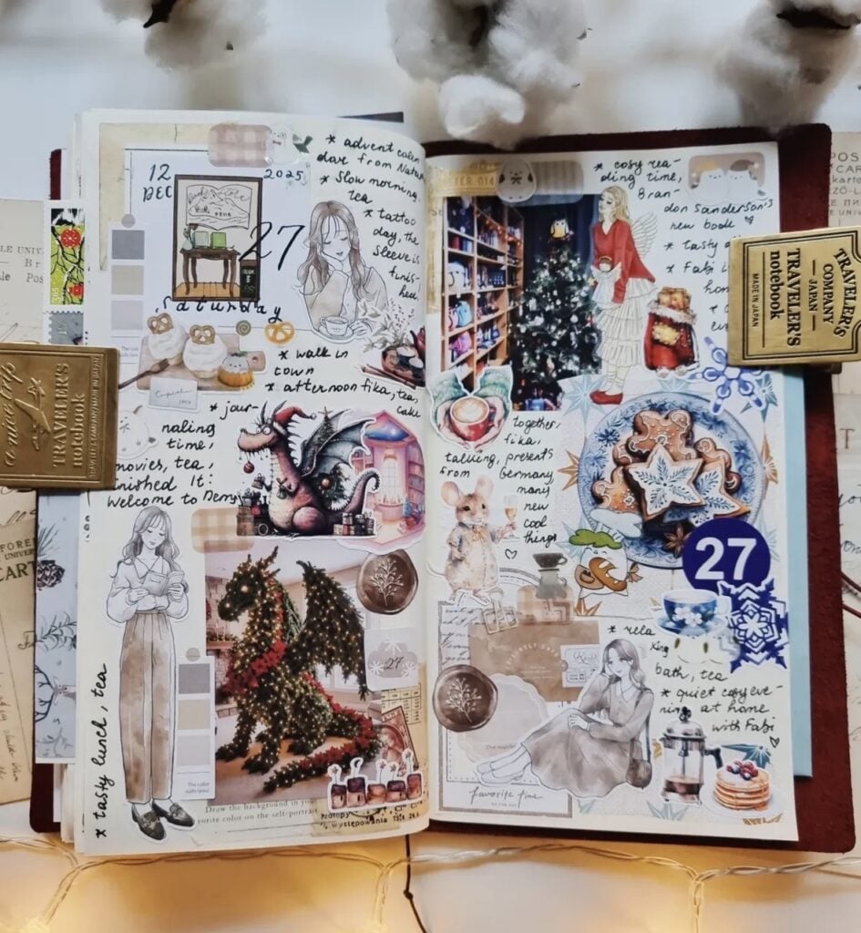 December planner pages featuring seasonal layouts and holiday planning inspiration.