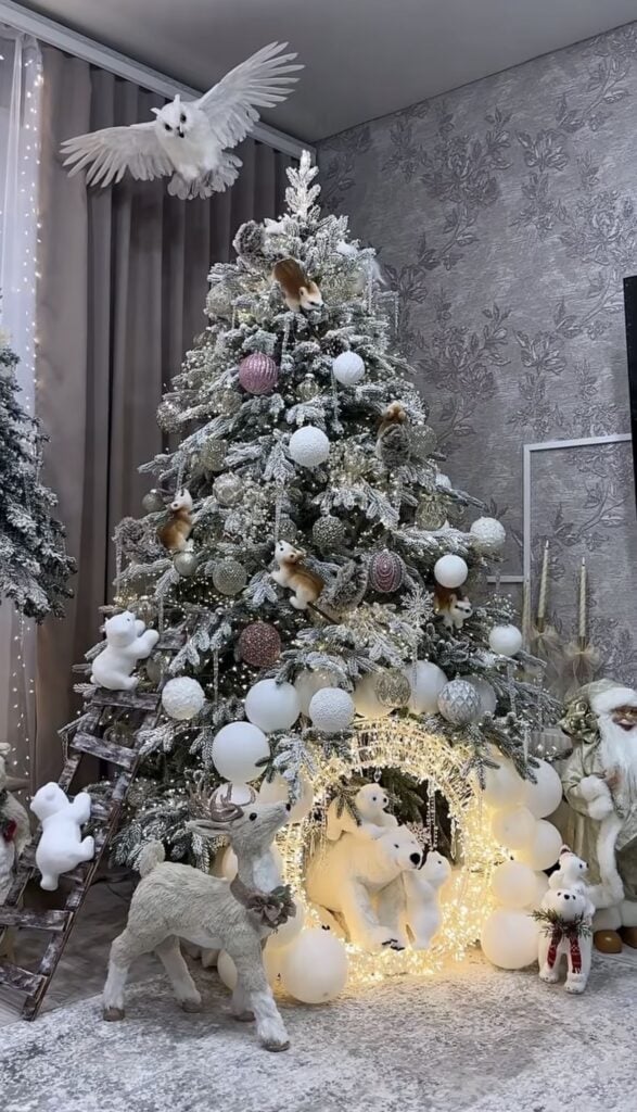 Unique Christmas tree with bold decorations and a creative non-traditional holiday look