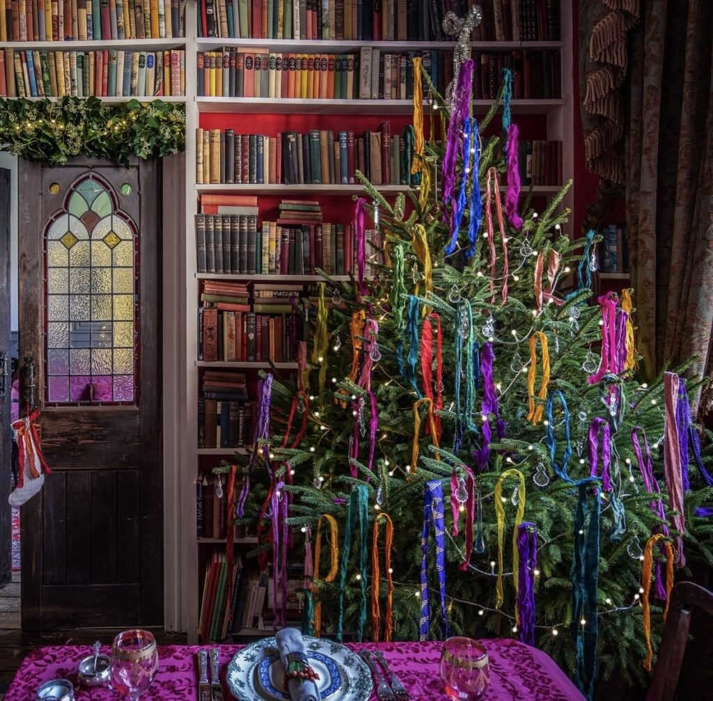 Vintage-inspired non-traditional Christmas tree with classic holiday charm