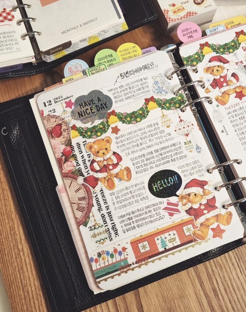 Beautiful December planner spread featuring a cozy Christmas theme and organized weekly layout.