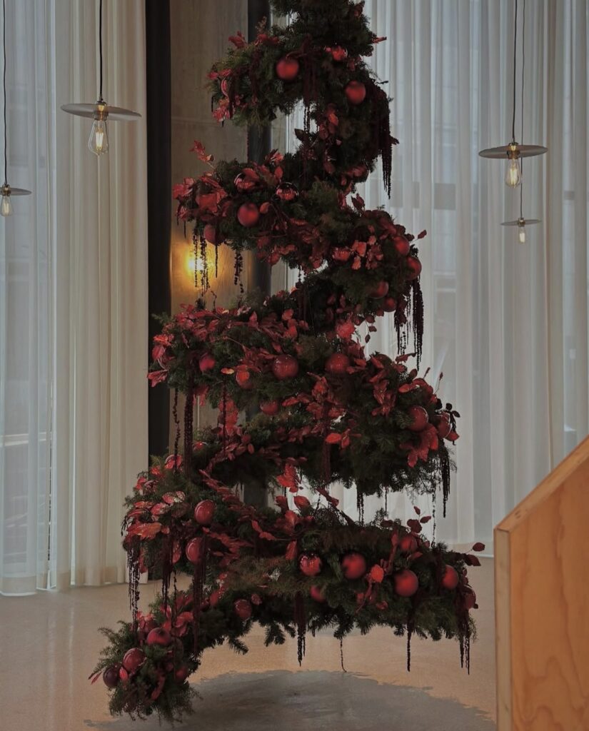 Different Christmas tree idea using creative materials instead of a traditional tree