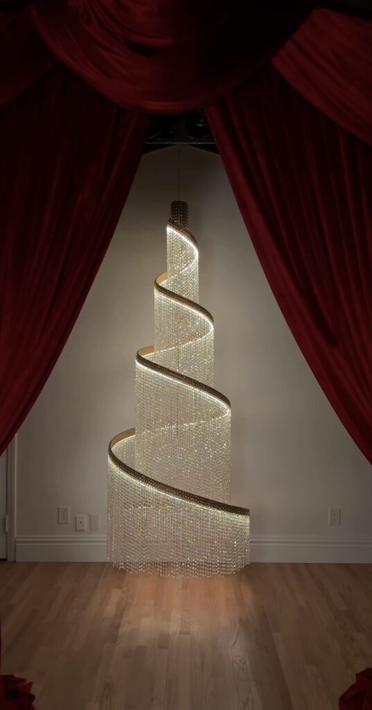 Light made Christmas tree alternative with a space-saving festive tree shape