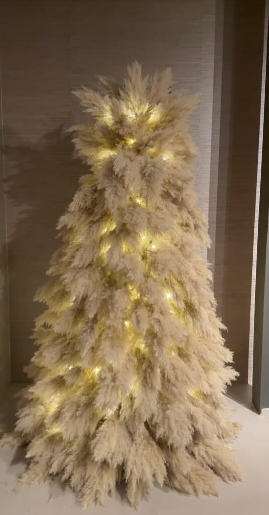 Modern Christmas tree alternative made with unexpected materials for festive holiday decor
