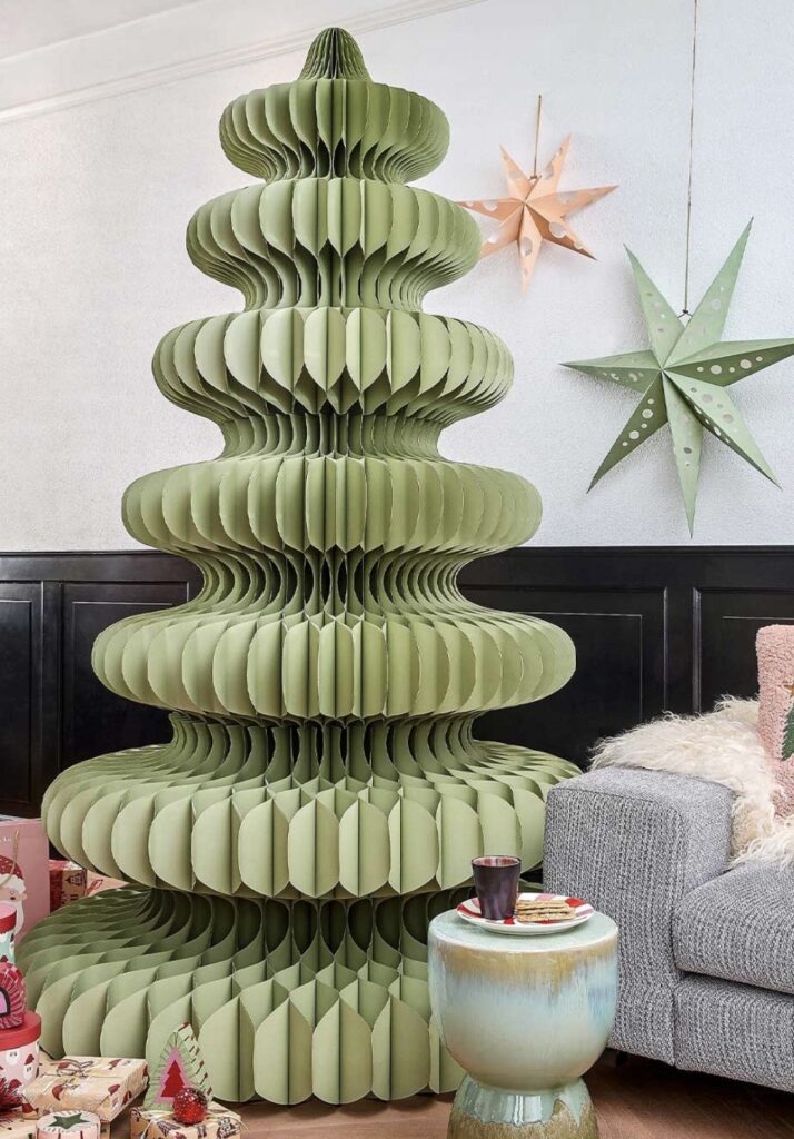 Alternative Christmas tree decoration with a festive shape and handmade holiday style