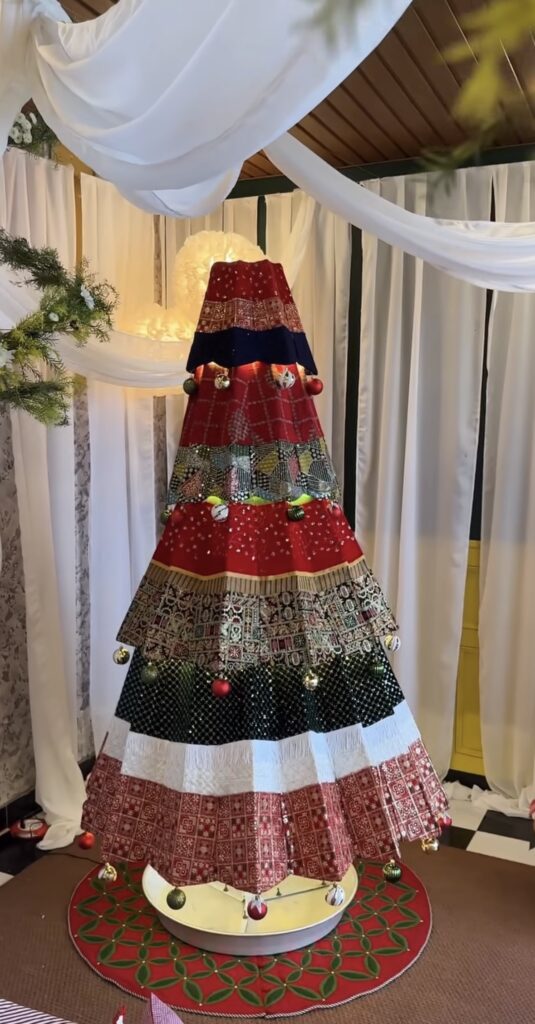 Unique Christmas tree alternative made from creative materials for holiday decor