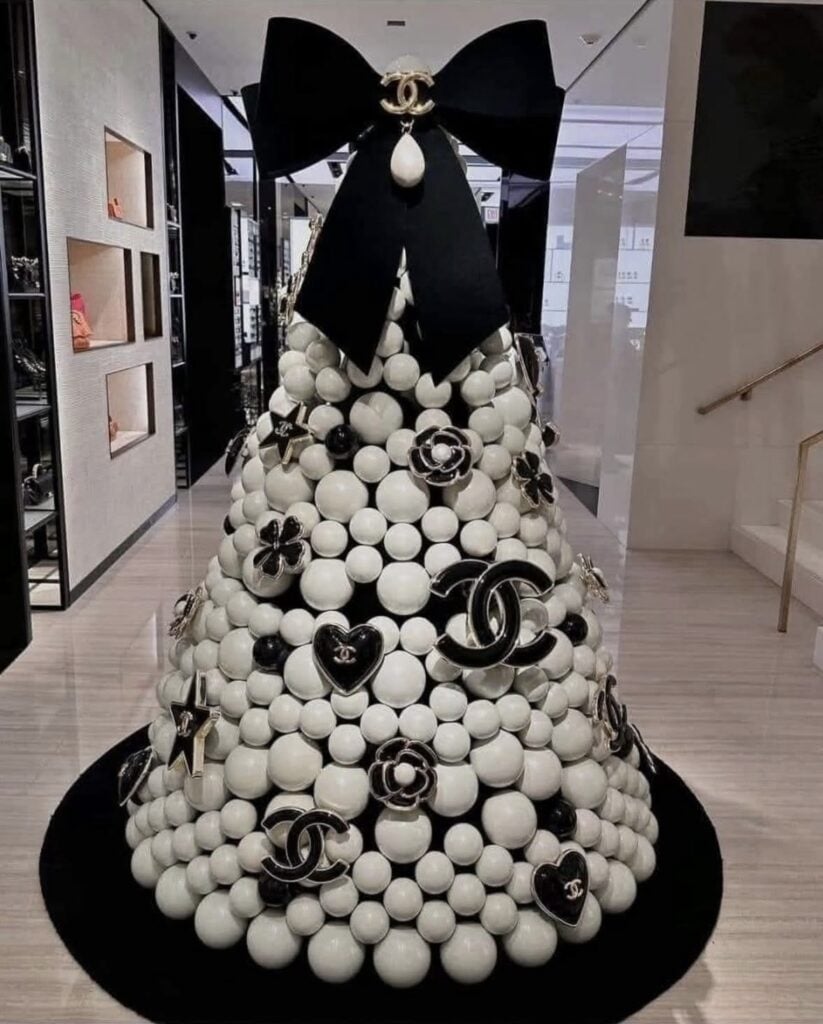 Creative non-traditional Christmas tree idea with festive decorations
