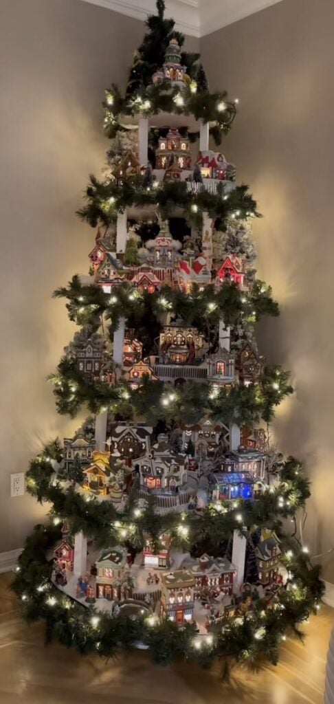 Glam Christmas tree alternative with a bold modern holiday look