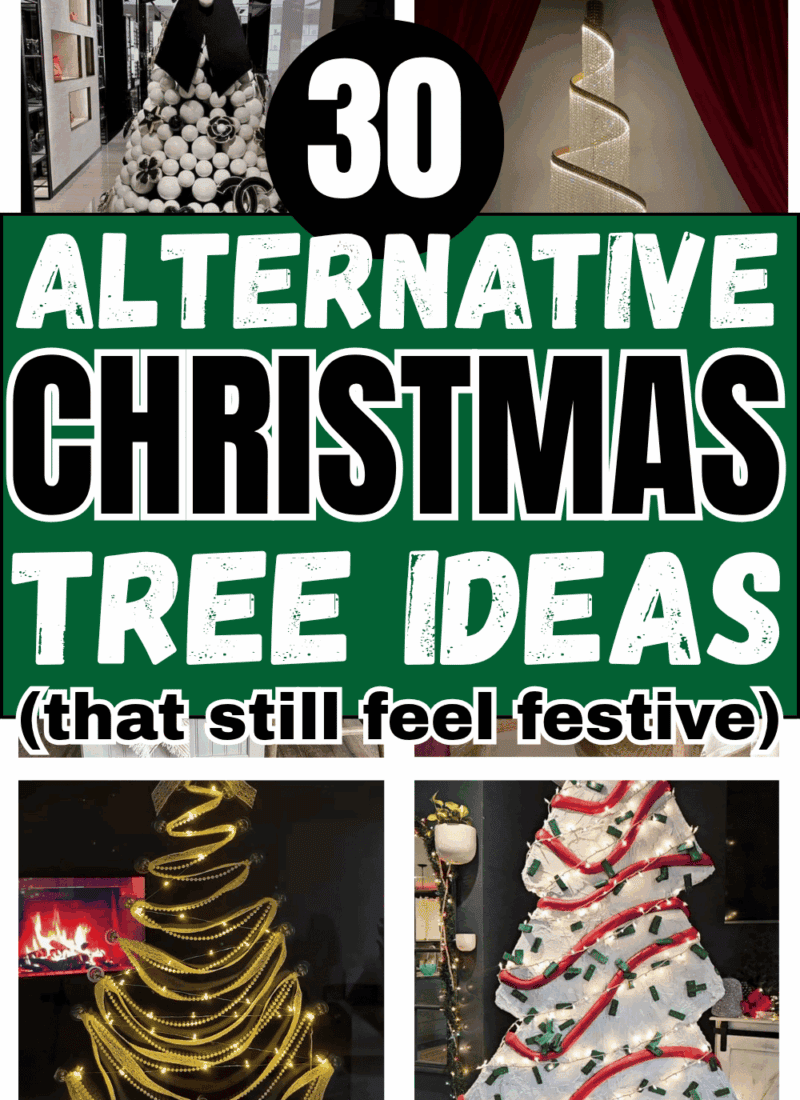 Pinterest collage for 30 alternative Christmas tree ideas that still feel festive with creative non-traditional tree displays