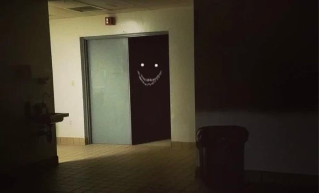 Unsettling monster from The Backrooms video game, inspiration for a group Halloween costume.