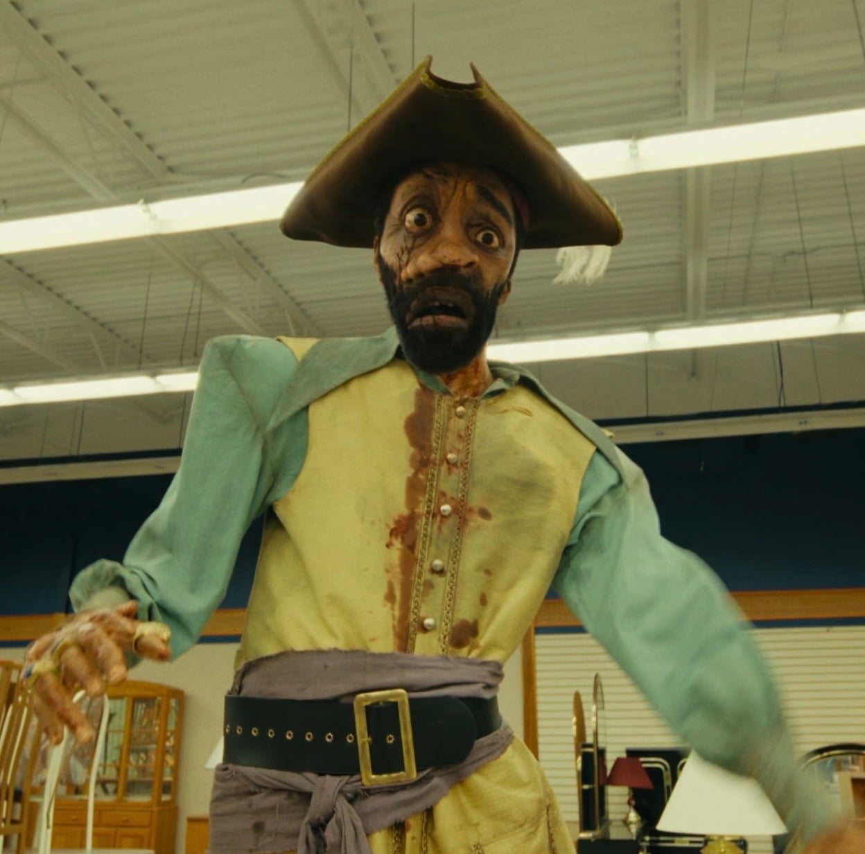Frightening creature from The Backrooms movie, inspiration for a scary Halloween costume.