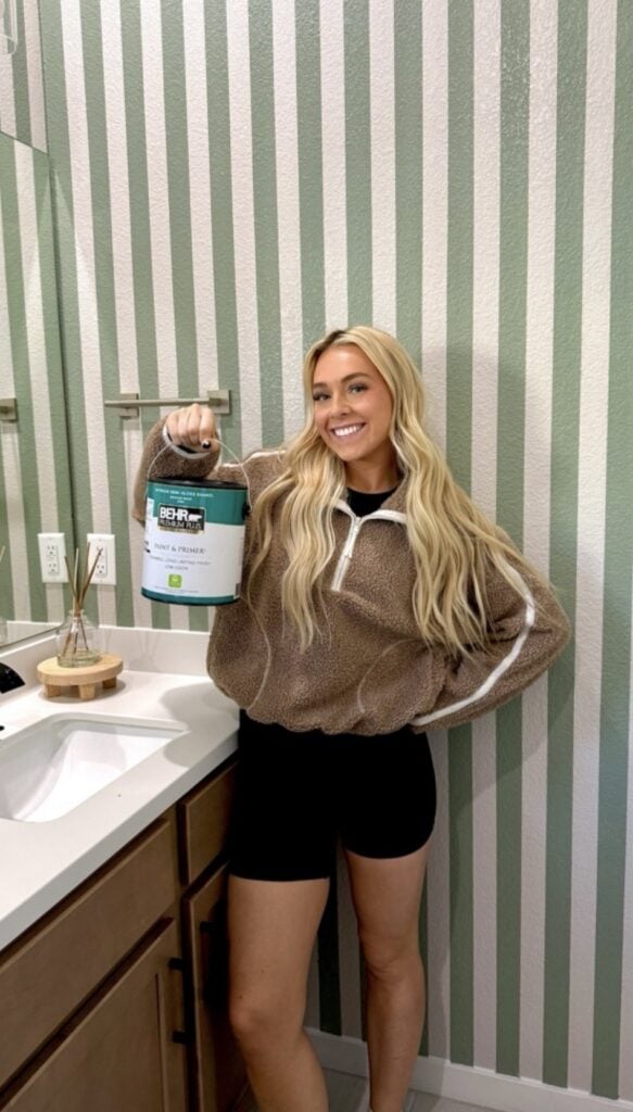 Serena Neel painter costume with painting supplies inspired by her monthly bathroom makeovers.