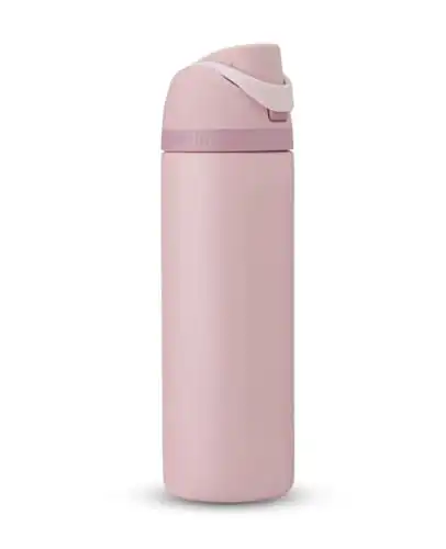 Owala Stainless Steel Water Bottle, 24 Oz, Rose Quartz Pink, Flip-Top Lid