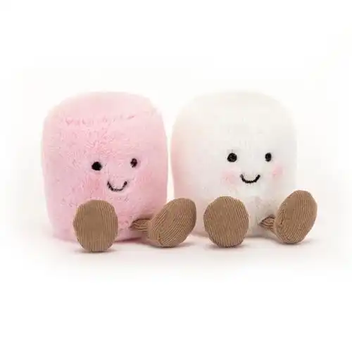 Jellycat Amuseables Pink and White Marshmallows Stuffed Toy, 3.5 inches | Food Plush | Fun Gift Idea