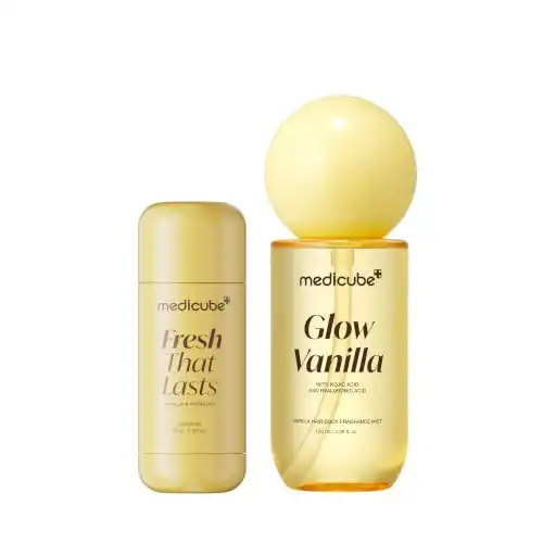 medicube Glow Vanilla Layering Duo: Vanilla Pistachio Deodorant and Hair & Body Fragrance Mist | Freshness, Odor Care & Sweet Gourmand Scent for All-Day Confidence | Kojic Acid for Brightening...
