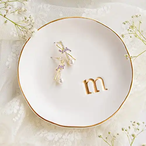 COLLECTIVE HOME Ceramic Jewelry Tray, Trinket Dish, Gifts for Women (M)