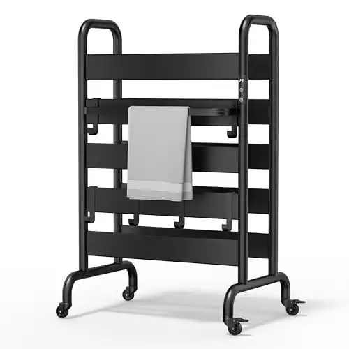 sawlece 10-Bar Freestanding Heated Towel Rack with Wheels, Matte Black