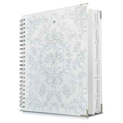 Bride Squad Wedding Planner Book and Organizer | Bridal Wedding Planner Book with Countdown Calendar & Checklists | A Thoughtful Engagement Gifts for Couples, Blue & White Floral