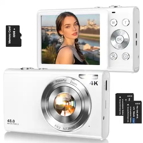 Digital Camera,Autofocus 4K 48MP Vlogging Camera for Photography,32GB Card