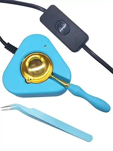 Wax Seal Warmer Wax Seal Kit with Spoon and Tweezers, Great Tool for Melting Sealing Beads (Electric Wax Seal Warmer)