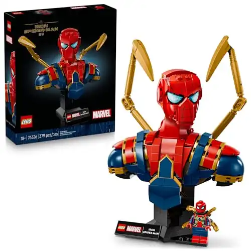 LEGO Marvel Iron Spider-Man Bust Collectible - Building Kit for Adults, Ages 18+ - Includes Iron Spider-Man Minifigure - Collectible Model for Super Hero Fans - Gift for Men and Women - 76326
